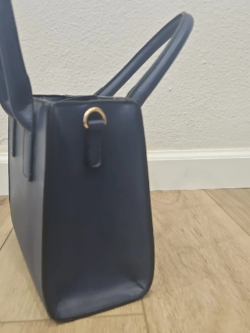 Structured Navy Satchel Handbag - Unbranded